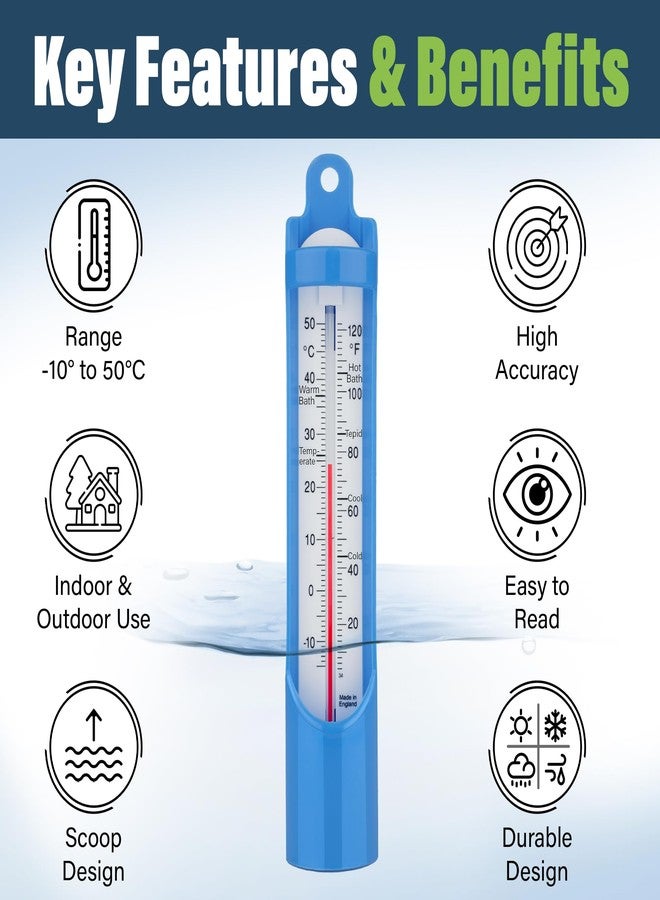 Thermometer World Swimming Pool Thermometer 230 mm - Scoop Sampling Water Temperature Thermometer for Bath Swimming Pool Ice Bath - Easy to use Water Thermometer - Image 2